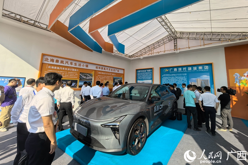 在廣西現(xiàn)代物流集團展區(qū)，嘉賓了解汽車生活服務平臺建設情況。人民網(wǎng)記者 覃心攝